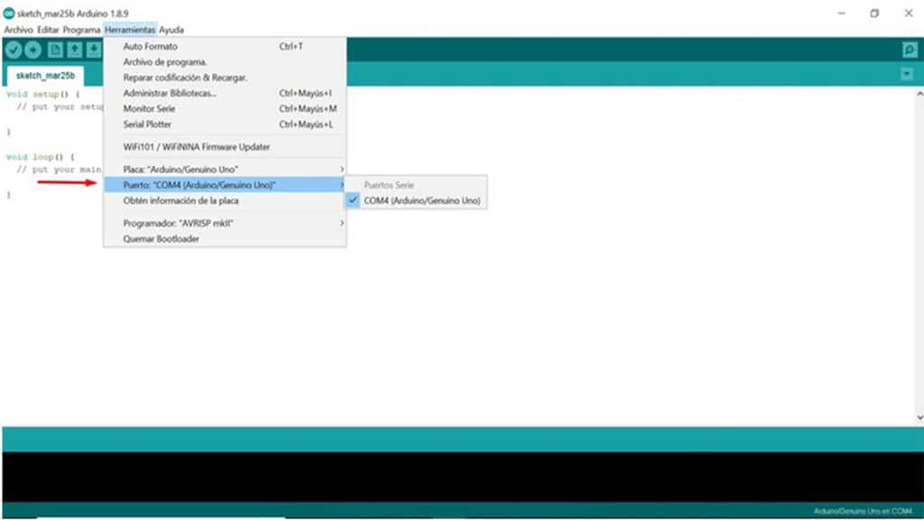 Configuración puerto Arduino en IDE