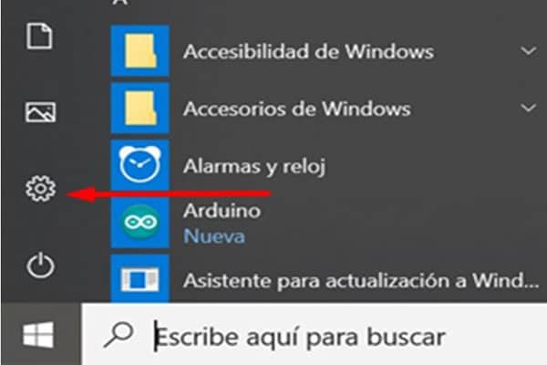 Menu windows configuración