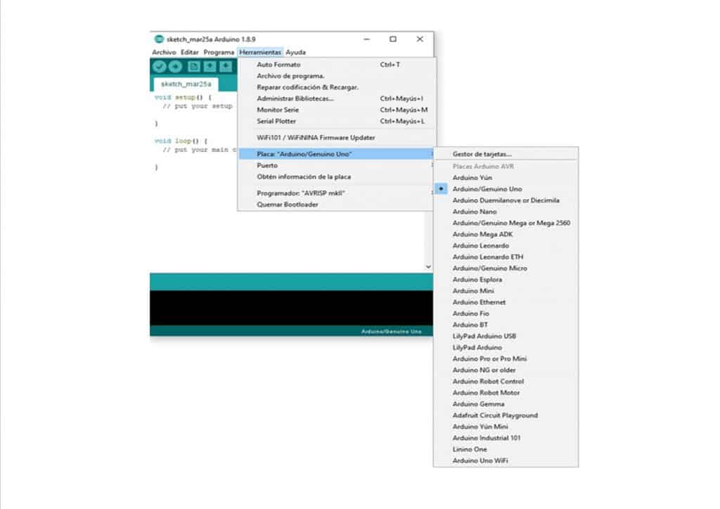 como elegir modelo de arduino en ide