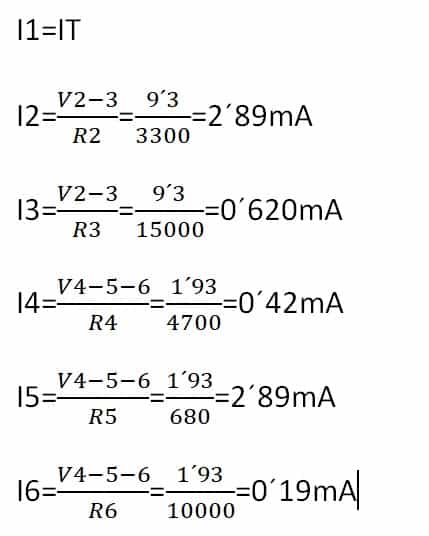 formulas para calcular las intensidades parciales
