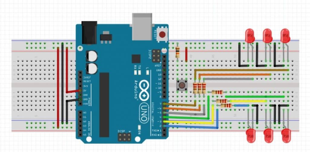 Esquema de conexión dado electrónico
