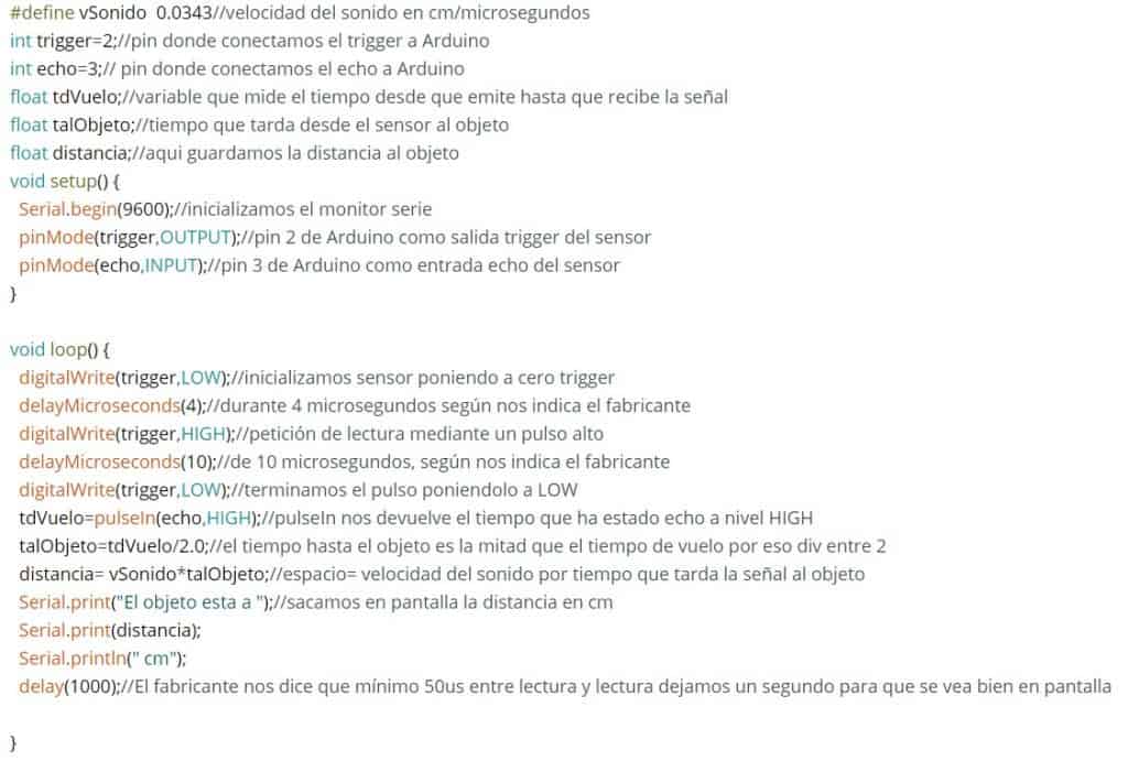 Programa ultrasonidos Arduino