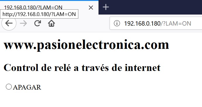 web apagar relé a través de internet