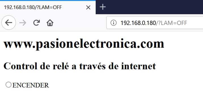 web para encender relé a través de internet