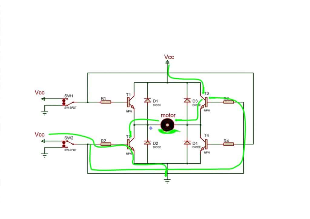  circulación corriente puente h posicion 0-1