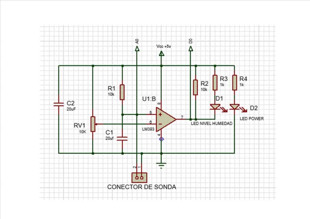 esquema de la placa acondicionadora de señal del higrómrtro