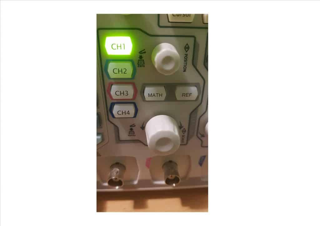 selección de canales del osciloscopio