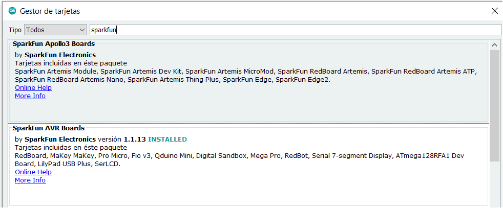 gestor de tarjetas ide arduino
